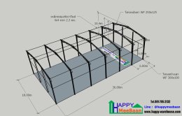 แจกแบบ 3D  แจกไอเดียโครงสร้างสนามแบดมินตัน Happy Meebaan