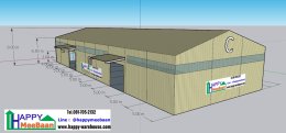 Free 3D Design with estimate price. Ideas for building a factory warehouse, Construction of Nordic style factory warehouse with office by Happy Meebaan.