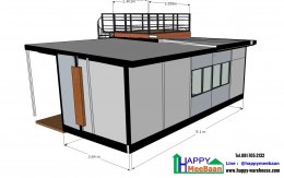 แจกแบบบ้านสำเร็จรูป แบบบ้านน็อคดาวน์ แบบ 3D 1ห้องนอน 1ห้องน้ำ 1ห้องครัว มีชั้นลอย