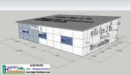 แจกแบบออฟฟิศสำเร็จรูป ไม่ต้องลงเข็ม แบบคลังสินค้าขนาดเล็กผนัง EPS Isowall Sandwich Panel แจกแบบ 3D