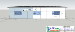 แจกแบบออฟฟิศสำเร็จรูป ไม่ต้องลงเข็ม แบบคลังสินค้าขนาดเล็กผนัง EPS Isowall Sandwich Panel แจกแบบ 3D