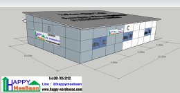 แจกแบบออฟฟิศสำเร็จรูป ไม่ต้องลงเข็ม แบบคลังสินค้าขนาดเล็กผนัง EPS Isowall Sandwich Panel แจกแบบ 3D
