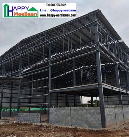 สร้างโรงงานผลิตพร้อมออฟฟิศในนิคม ผนังและหลังคาเมทัลชีท พร้อมขั้นตอนการสร้างโรงงานในนิคม