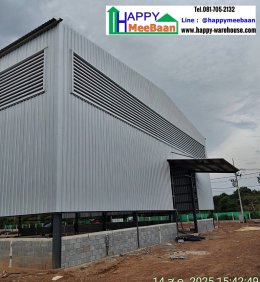 สร้างโรงงานผลิตพร้อมออฟฟิศในนิคม ผนังและหลังคาเมทัลชีท พร้อมขั้นตอนการสร้างโรงงานในนิคม