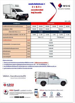  แผนเบี้ยสำหรับรถกระบะ เชิงพาณิชย์ รหัส 320  ชั้น 2+ 3+ MSIG