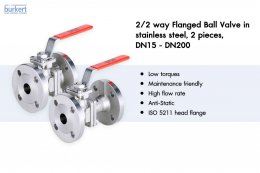 2/2 way Flanged Ball Valve in stainless steel, 2 pieces, DN15 - DN200
