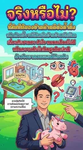 จริงหรือไม่? ทิศใต้ของบ้านห้ามมีบ่อน้ำ ห้องน้ำ แล้วจะป่วยโรคหัวใจ หลอดเลือด ความดัน สายตา