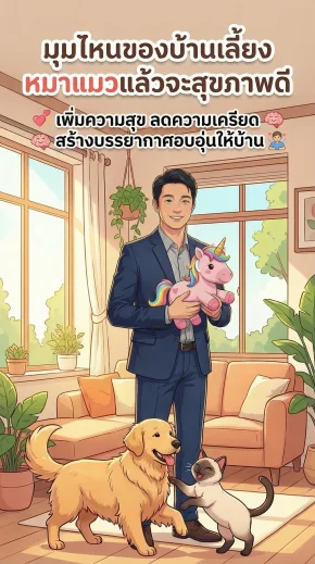 มุมไหนของบ้าน เลี้ยงหมาแมวแล้วจะสุขภาพดี