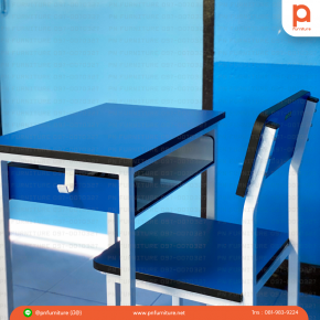 ผลงานการแปลงโฉมห้องเรียนด้วยชุดโต๊ะนักเรียนสีน้ำเงินสุด Cool~ จ.เชียงใหม่
