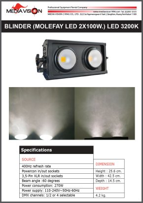 BLINDER (MOLEFAY LED 2X100.) LED 3200K