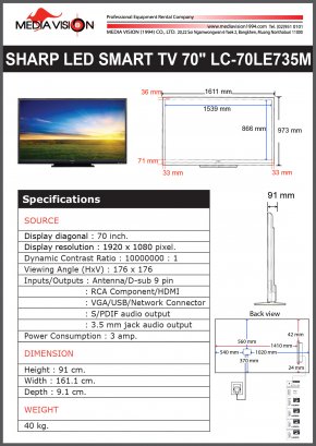 SHARP LED SMART TV 70" LC-70LE735M