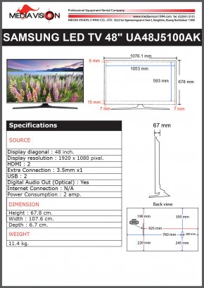 SAMSUNG LED TV 48" UA48J5100AK