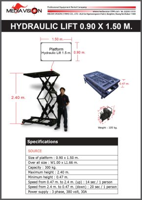 HYDRAULIC LIFT 0.90 X 1.50 M.