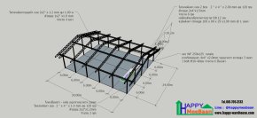 Free 3D structural layout for a prefabricated warehouse and factory building, sized 24x30 meters with a 7-meter height, priced at 1.4 million baht for materials,