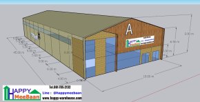 Free 3D Design with estimate price. Ideas for building a factory warehouse, Construction of Nordic style factory warehouse with office by Happy Meebaan.