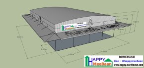 แจกแบบโครงสร้างตลาด แบบตลาด แบบตลาดสด โครงโกดังหลังคาโค้ง 3D แจกแบบฟรี