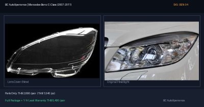 ฝาครอบเลนส์ไฟหน้า Mercedes-Benz C-Class (2007-2011) - W204 Pre-facelift