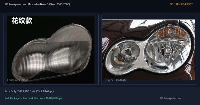 ฝาครอบเลนส์ไฟหน้า Mercedes-Benz C-Class (2003-2008) - W203 ตาถั่ว (หน้าขุ่น ลายริ้ว)