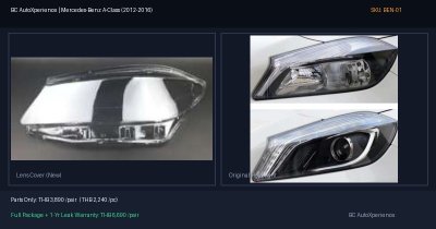 ฝาครอบเลนส์ไฟหน้า Mercedes-Benz A-Class (2012-2016) - W176 Pre-facelift