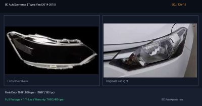 ฝาครอบเลนส์ไฟหน้า Toyota Vios (2014-2015) - Gen 3
