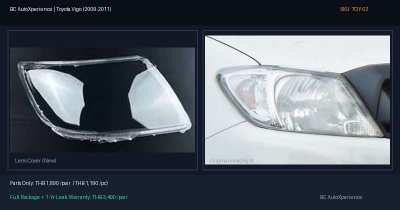 ฝาครอบเลนส์ไฟหน้า Toyota Vigo (2009-2011) - Smart Cab / Facelift