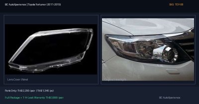 ฝาครอบเลนส์ไฟหน้า Toyota Fortuner (2011-2015) - หน้าแชมป์