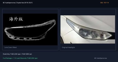 ฝาครอบเลนส์ไฟหน้า Toyota Vios (2019-2021) - Gen 3 LED