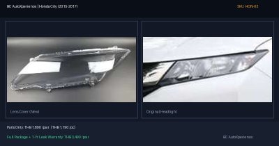 ฝาครอบเลนส์ไฟหน้า Honda City (2015-2017) - Gen 6 โฉมแรก