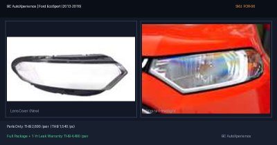 ฝาครอบเลนส์ไฟหน้า Ford EcoSport (2013-2016) - Mini SUV