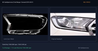 ฝาครอบเลนส์ไฟหน้า Ford Ranger / Everest (2016-2021) - T6 Minorchange