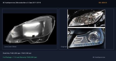 ฝาครอบเลนส์ไฟหน้า Mercedes-Benz C-Class (2011-2014) - W204 Facelift