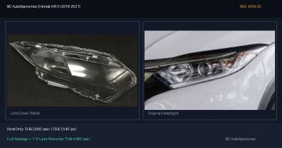 ฝาครอบเลนส์ไฟหน้า Honda HR-V (2019-2021) - Halogen