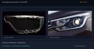 ฝาครอบเลนส์ไฟหน้า Hyundai H-1 (2018-2020) - Facelift ไฟโปรเจกเตอร์เหลี่ยม