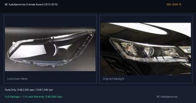 ฝาครอบเลนส์ไฟหน้า Honda Accord (2013-2015) - G9 Pre-facelift