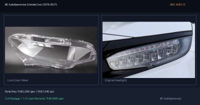 ฝาครอบเลนส์ไฟหน้า Honda Civic (2016-2021) - FC / FK (Top โคม Full LED)
