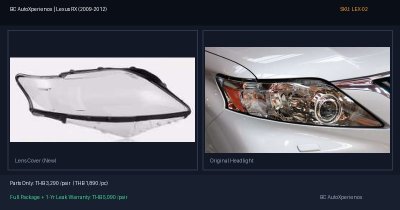 ฝาครอบเลนส์ไฟหน้า Lexus RX (2009-2012) - RX270 / RX350 (AL10 Pre-facelift)