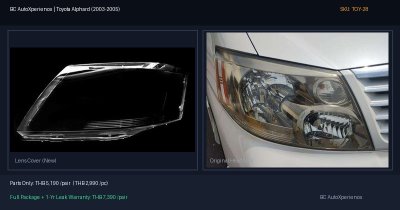ฝาครอบเลนส์ไฟหน้า Toyota Alphard (2003-2005) - Gen 1 (AH10 Pre-facelift)