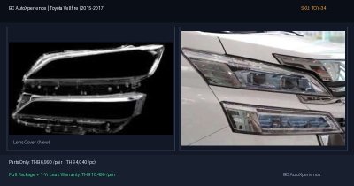 ฝาครอบเลนส์ไฟหน้า Toyota Vellfire (2015-2017) - Gen 3 (AGH30 Pre-facelift)