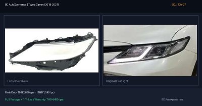 ฝาครอบเลนส์ไฟหน้า Toyota Camry (2018-2021) - TNGA (AXVH70)