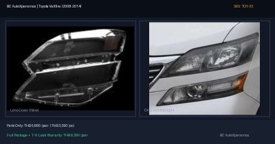 ฝาครอบเลนส์ไฟหน้า Toyota Vellfire (2008-2014) - Gen 2 (ANH20)