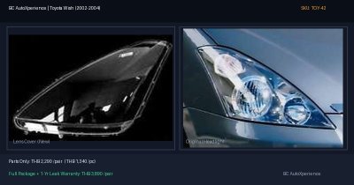 ฝาครอบเลนส์ไฟหน้า Toyota Wish (2002-2004) - Pre-facelift