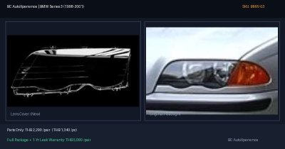 ฝาครอบเลนส์ไฟหน้า BMW Series 3 (1998-2001) - E46 ไฟยกตาตก โฉมแรก