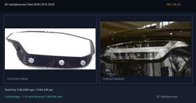 ฝาครอบเลนส์ไฟหน้า Volvo XC90 (2015-2023) - Gen 2 โฉมค้อนธอร์ (Thor Hammer)