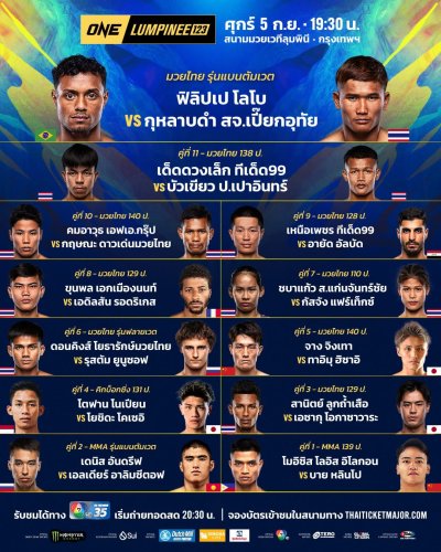 ONE ลุมพินี121 | ศุกร์ 22 สิงหาคม; เริ่ม 19:30 น.