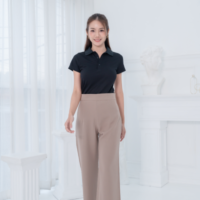 [ไม่มีโลโก้] HPYT DryTech Slim Fit Polo For Her "สีดำ"