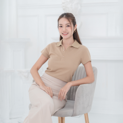 [ไม่มีโลโก้] HPYT DryTech Slim Fit Polo For Her "สีลาเต้"