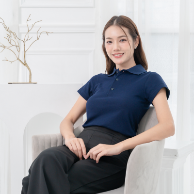 [ไม่มีโลโก้] HPYT DryTech Slim Fit Polo For Her "สีกรมท่า"