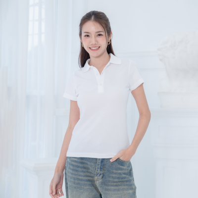 [ไม่มีโลโก้] HPYT DryTech Slim Fit Polo For Her "สีขาว"
