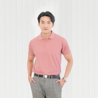 เสื้อโปโล "รุ่นไม่มีกระเป๋า" สีชมพูกุหลาบ เสื้อโปโล "รุ่นไม่มีกระเป๋า" สีชมพูกุหลาบ