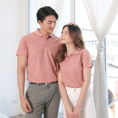 เสื้อโปโล "รุ่นไม่มีกระเป๋า" สีชมพูกุหลาบ เสื้อโปโล "รุ่นไม่มีกระเป๋า" สีชมพูกุหลาบ